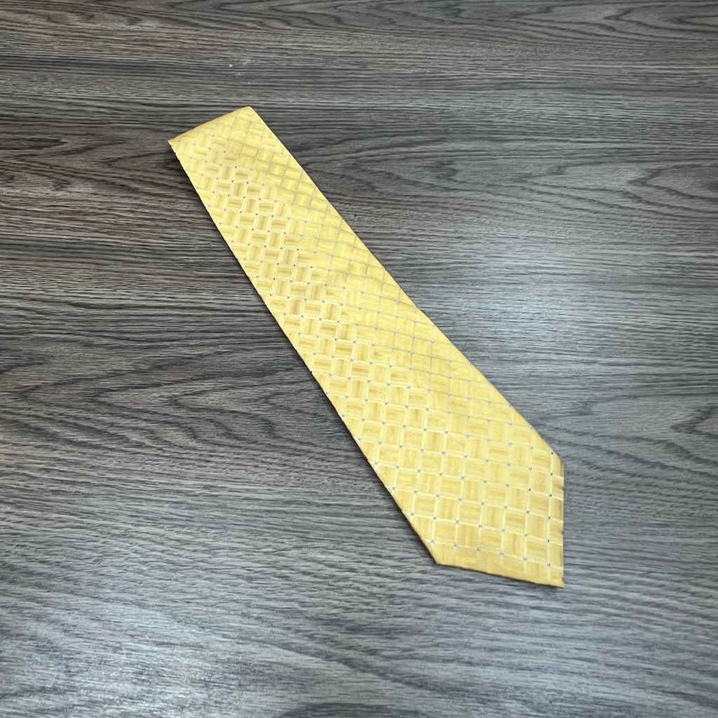 Joseph  Feiss Nwt GoldYellow W Blue Check Silk Tie